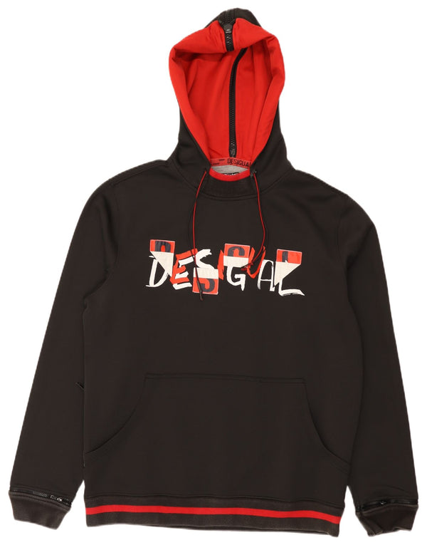 Desigual moletom com capuz gráfico masculino XL preto colorblock poliéster