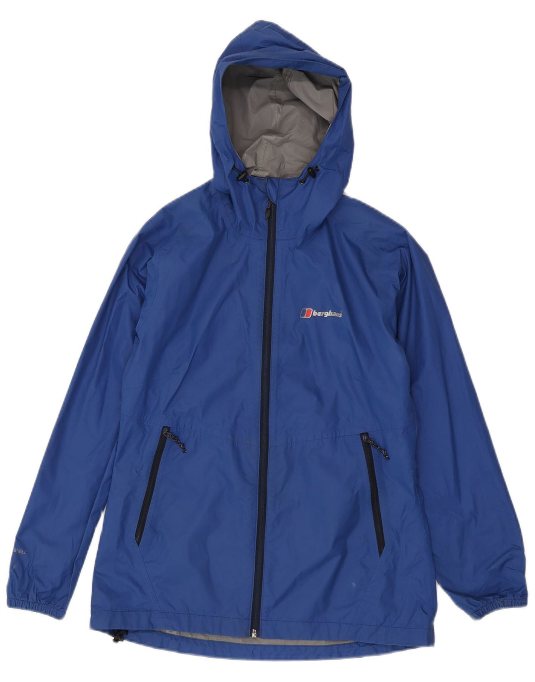 Jaqueta de chuva feminina com capuz Berghaus UK 8 pequena azul poliamida