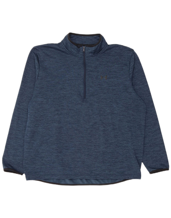 Under Armour Mens Zip Neck Pulôver Treino Top 2XL Azul Salpicado