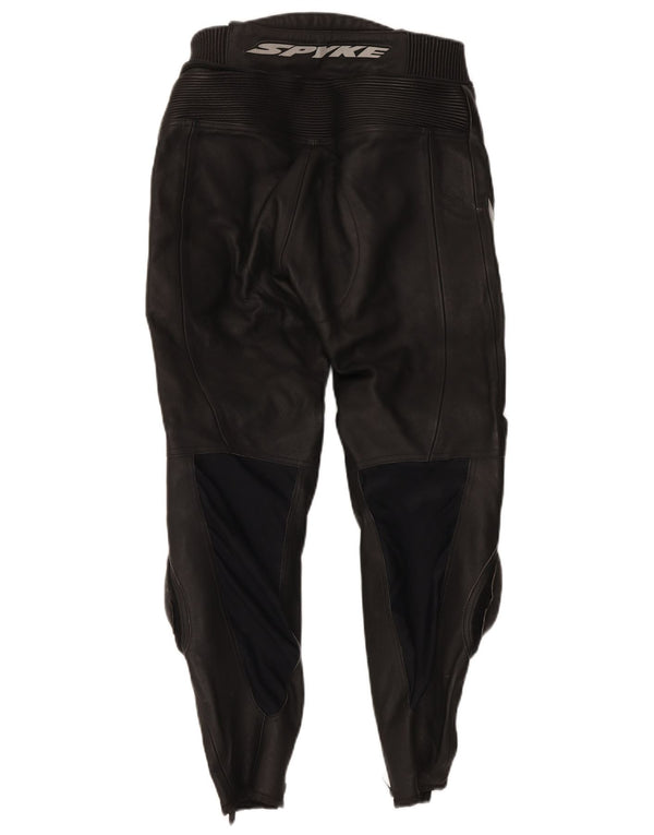 Calça masculina de couro gráfico para motocicleta Spyke IT 48 médio W30 L28 preta
