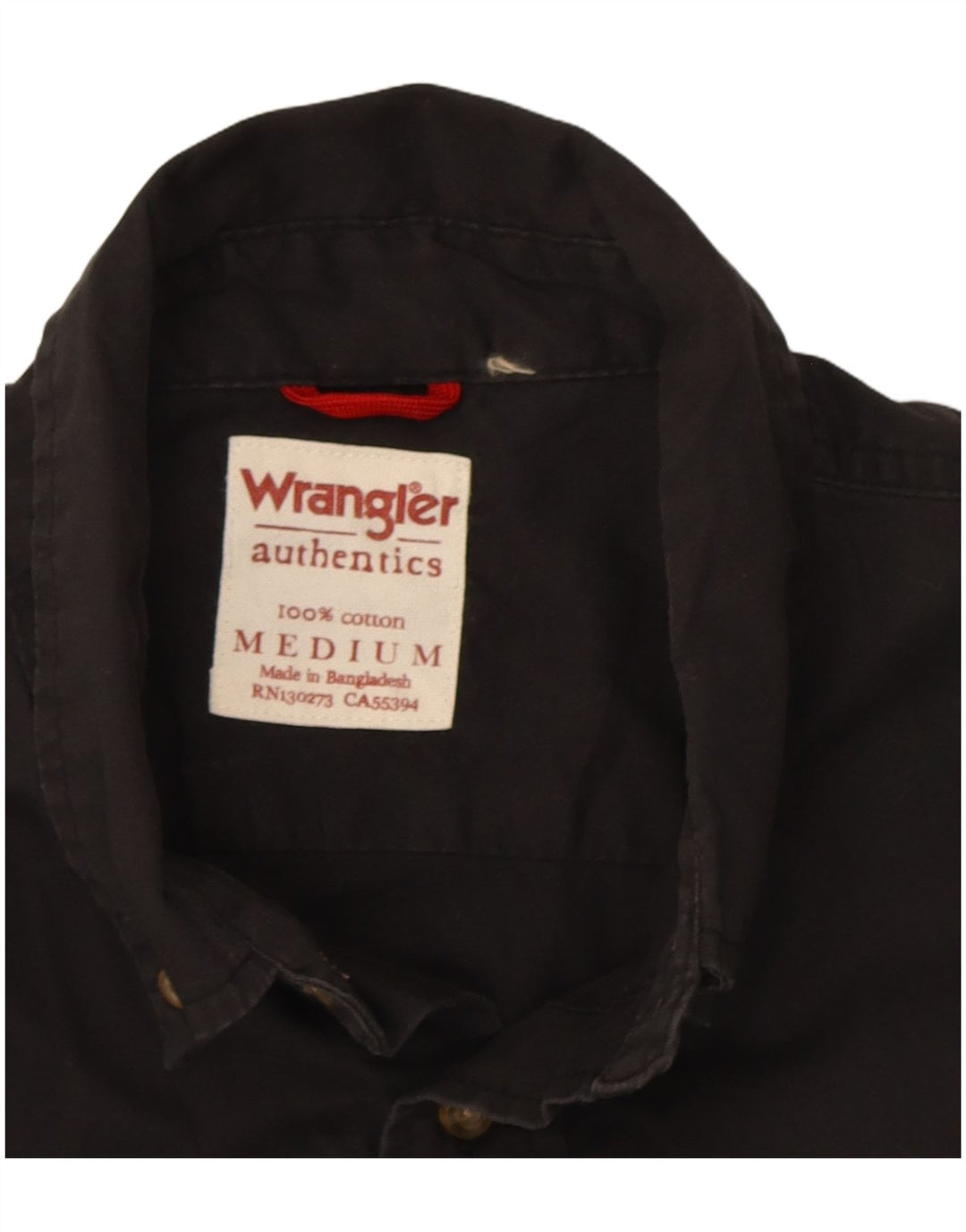 Wrangler Camisa masculina de manga curta de algodão preto médio