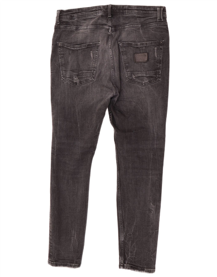 Zara Mens Distressed Slim Jeans EU 44 Grande W34 L28 Algodão Cinza