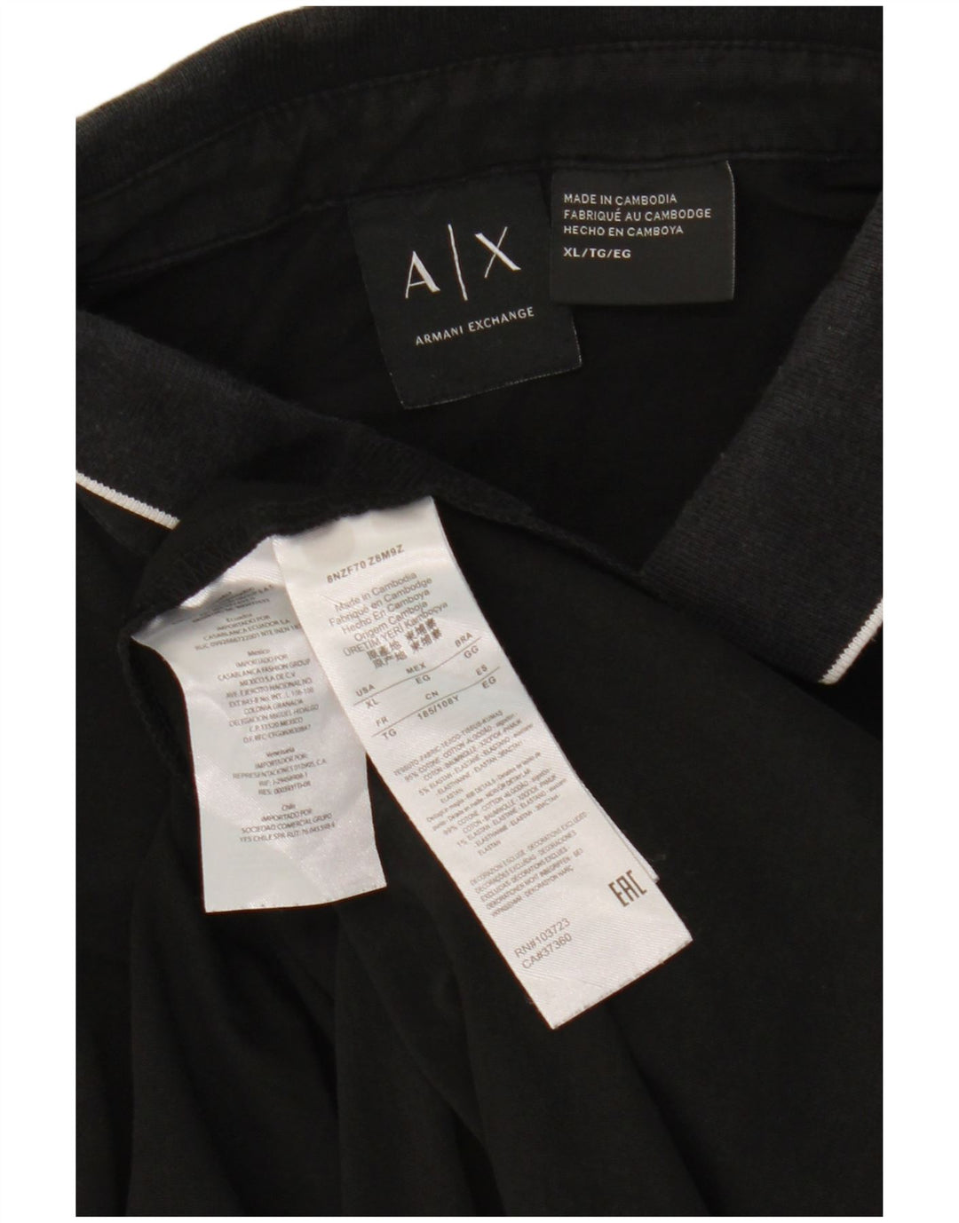 Camisa polo masculina ARMANI EXCHANGE XL algodão preto
