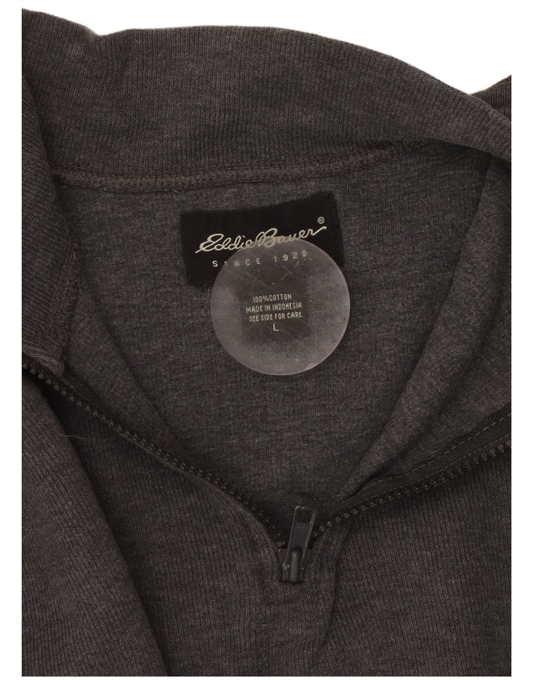 EDDIE BAUER Suéter masculino com gola e zíper, grande, cinza, algodão colorblock