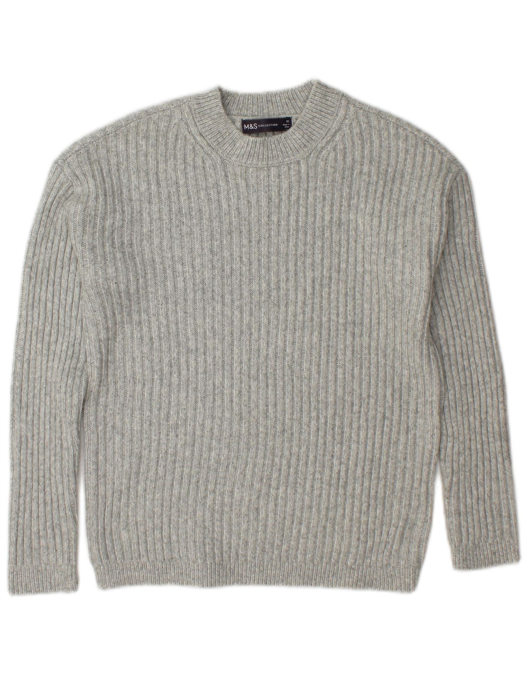 Suéter feminino Marks & Spencer com gola redonda Reino Unido 6 XS cinza poliéster
