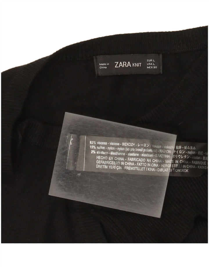 Suéter cardigã feminino Zara Reino Unido 14 grande viscose preta