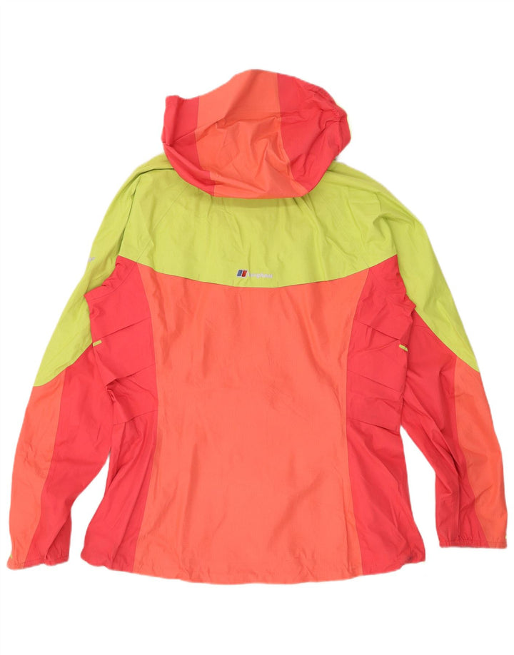 Jaqueta de chuva feminina com capuz Berghaus UK 16 grande bloco colorido laranja