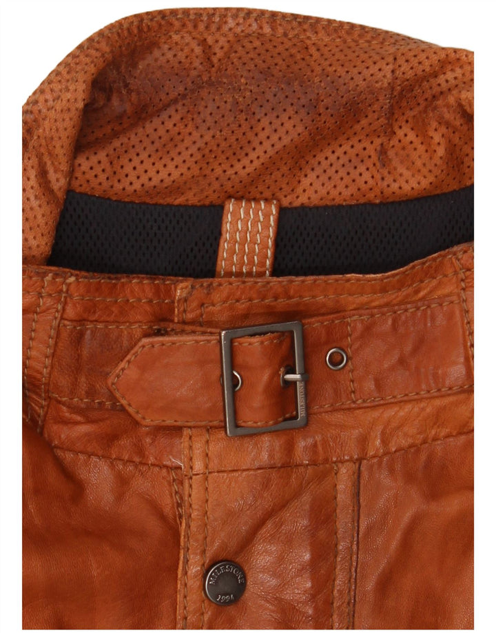 Jaqueta de couro masculina Milestone EU 50 grande marrom