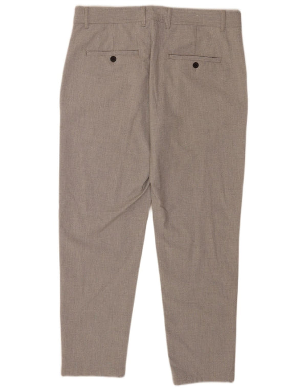Zara Mens Slim Fit Chino Calças EU 44 Grande W34 L27 Cinza Houndstooth