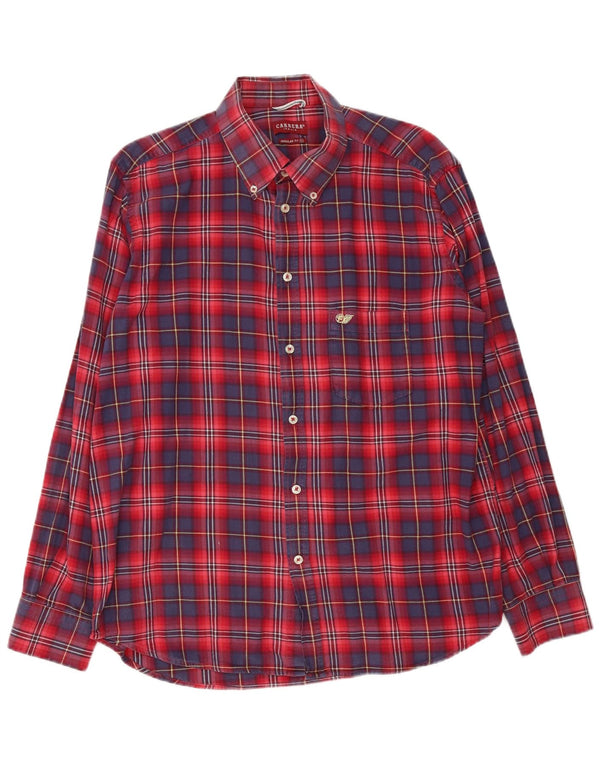 Camisa masculina de flanela Carrera Regular Fit XL algodão xadrez vermelho