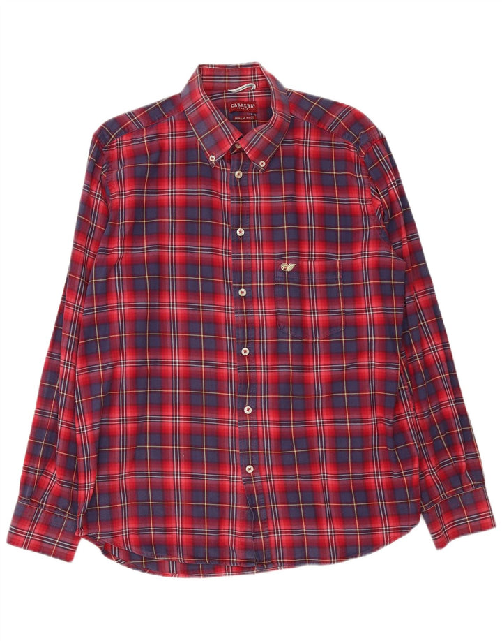 Camisa masculina de flanela Carrera Regular Fit XL algodão xadrez vermelho