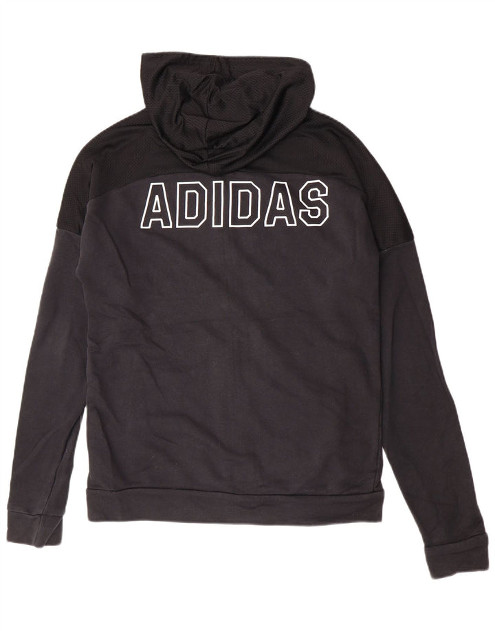 Adidas masculino zip moletom com capuz médio algodão preto