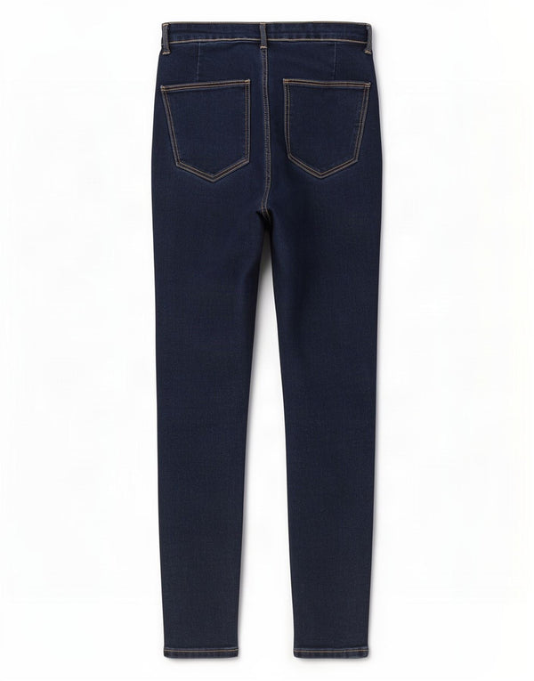 Zara Jeans skinny feminino de cintura alta EU 40 médio W30 L28 algodão azul marinho