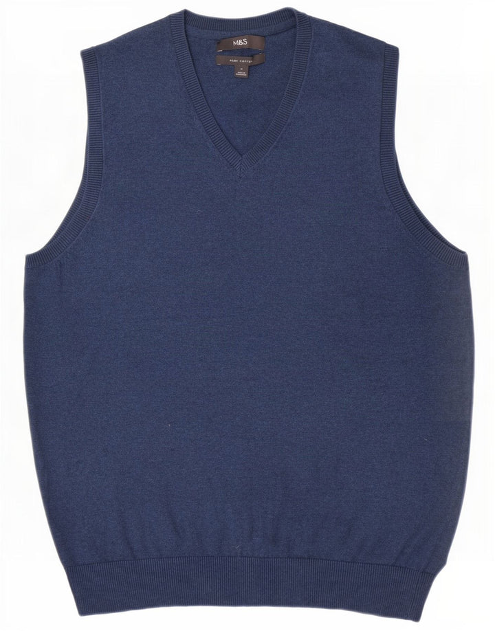 Regata masculina Marks & Spencer com colete de algodão azul médio
