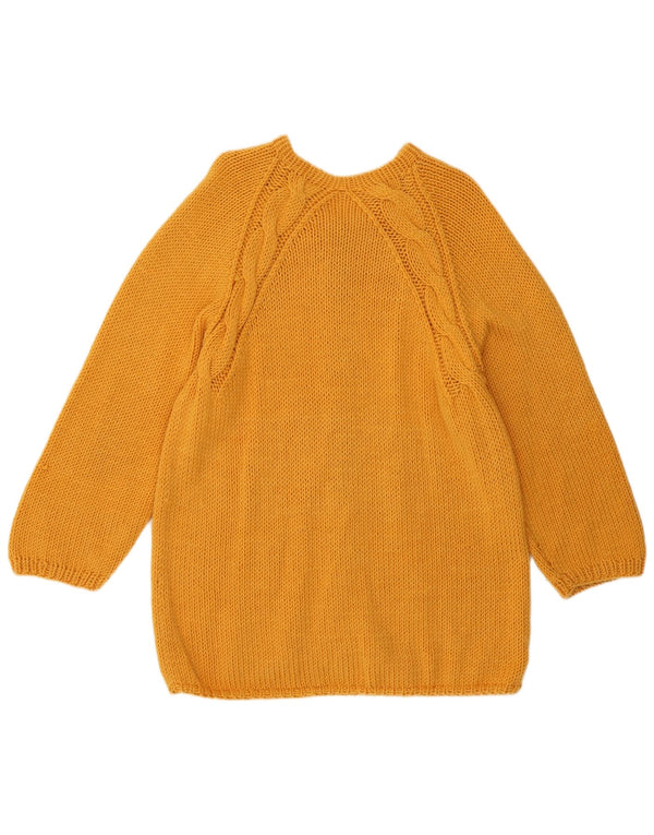 Suéter Cardigan Feminino Vintage Reino Unido 14 Grande Amarelo
