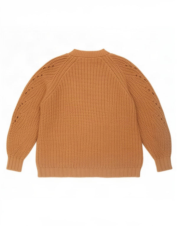 Suéter cardigã aberto grande Zara feminino Reino Unido 6 XS marrom acrílico