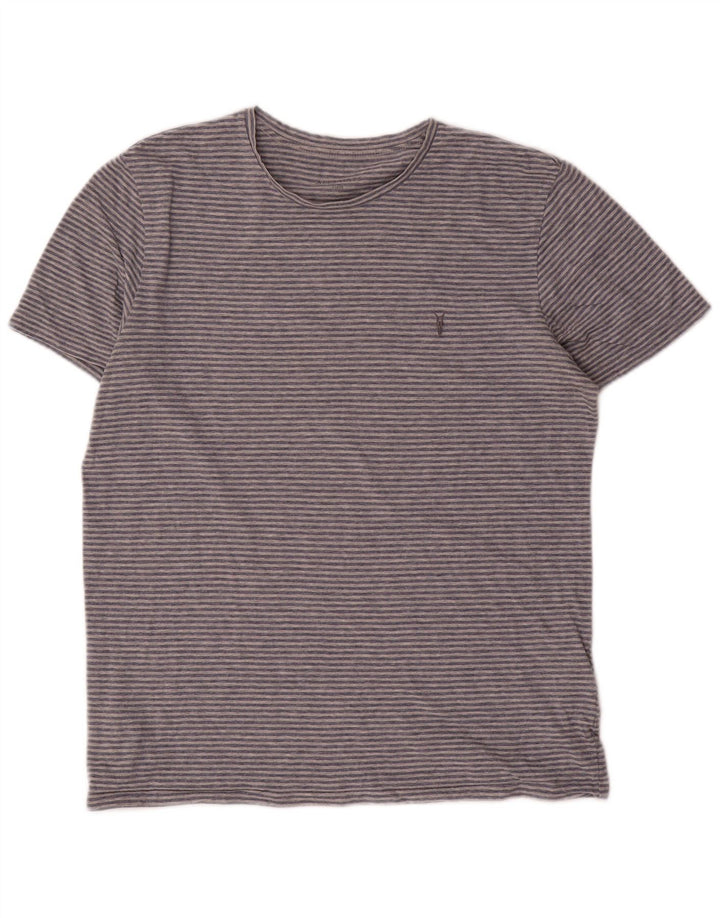 Camiseta masculina All Saints grande listrada cinza
