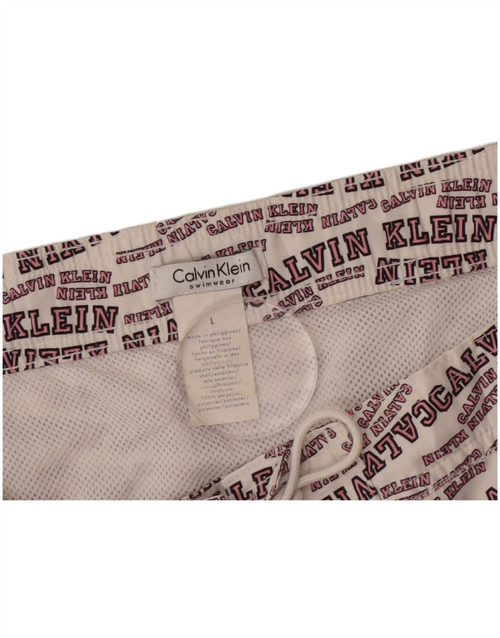 Calvin Klein Shorts de natação masculino gráfico grande poliéster branco