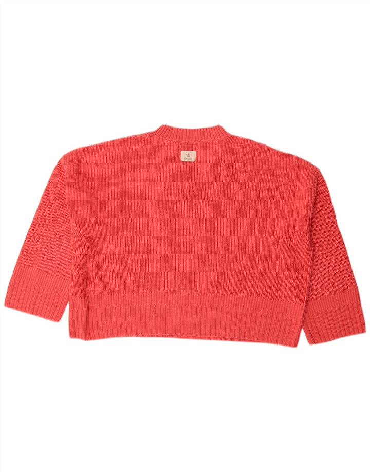 Suéter feminino grande com gola redonda BARBOUR Reino Unido 12 rosa médio