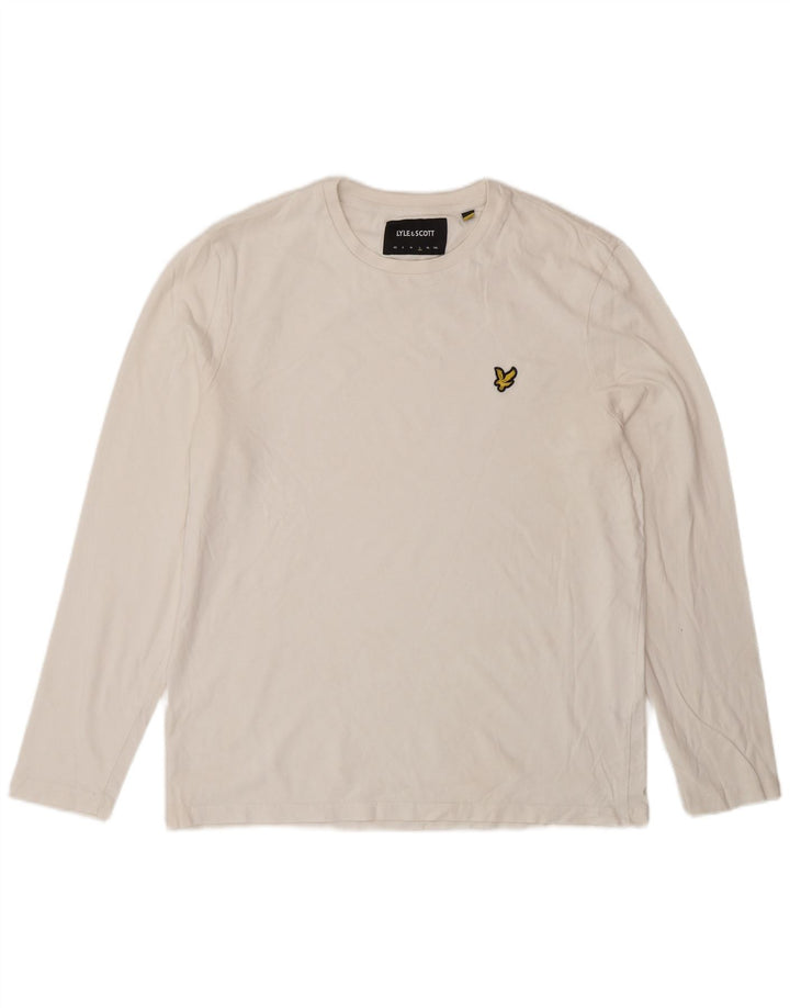 Lyle & Scott Camiseta masculina de manga comprida grande algodão branco