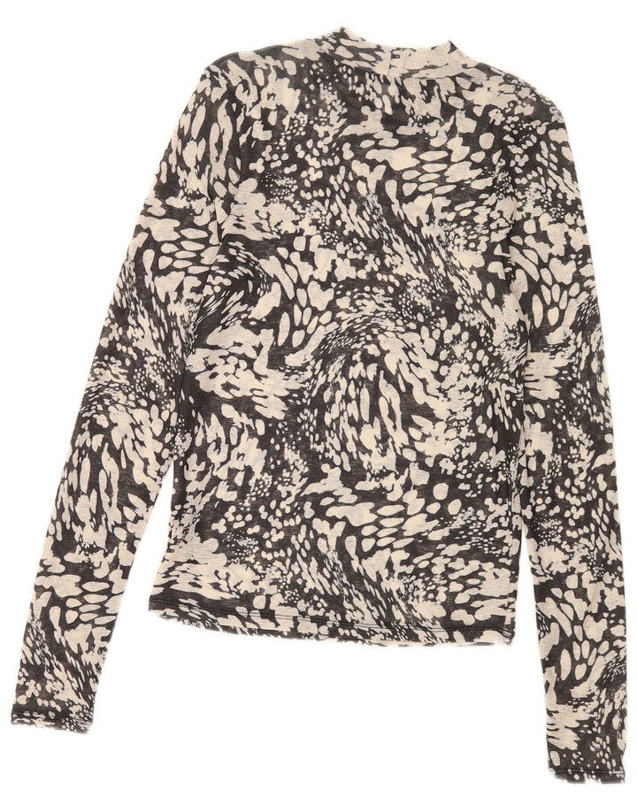 Topshop Feminino Top Manga Longa UK 14 Poliéster Manchado Cinza Grande