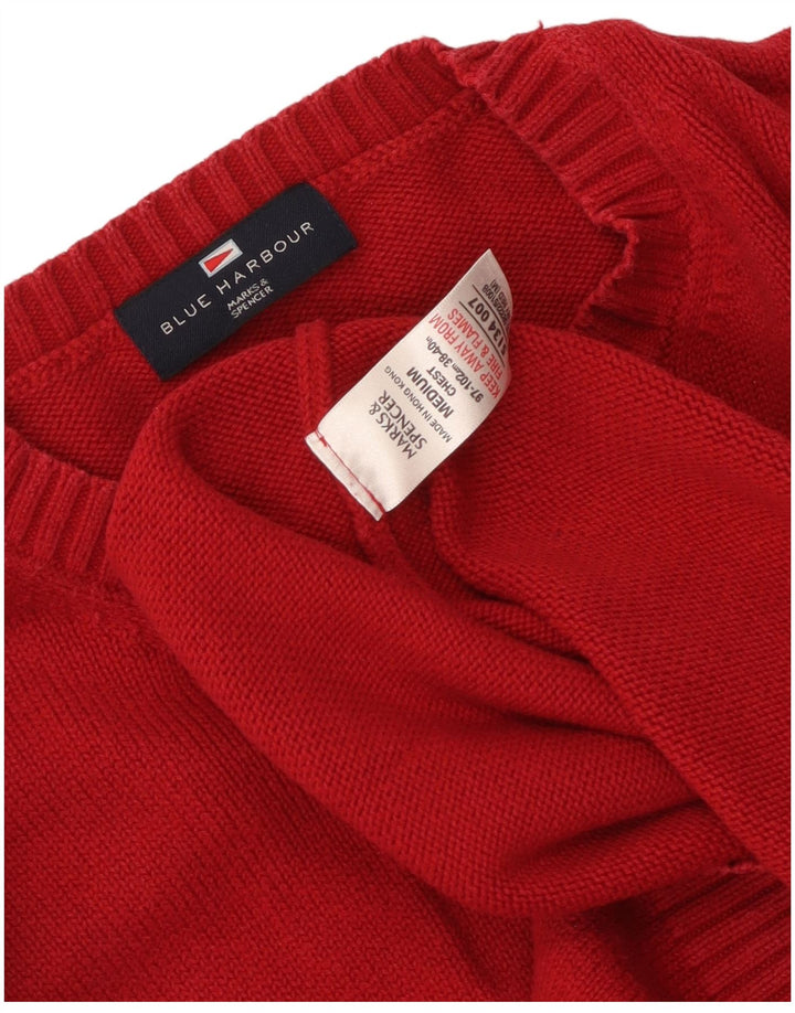 Suéter masculino Marks & Spencer com gola redonda Reino Unido 38/40 vermelho médio