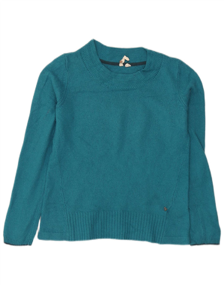 Suéter feminino White Stuff com gola redonda Reino Unido 12 viscose azul médio