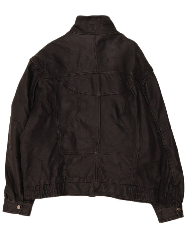 Jaqueta de couro masculina vintage UK 40 grande preta