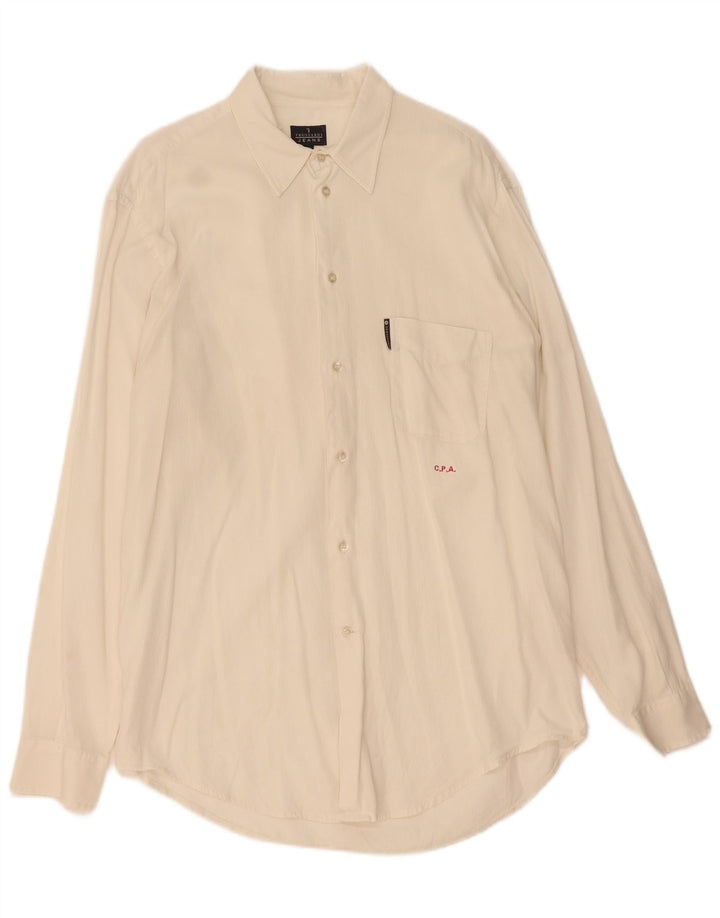 TRUSSARDI JEANS Camisa masculina 2XL algodão branco