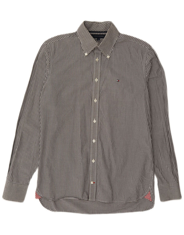 Tommy Hilfiger Mens Shirt Small Grey Check Cotton