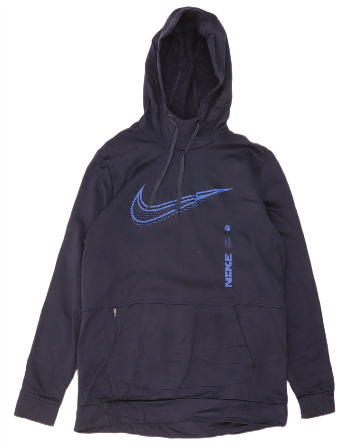 NIKE Masculino Dri Fit Graphic Hoodie Jumper Grande Azul Marinho Poliéster