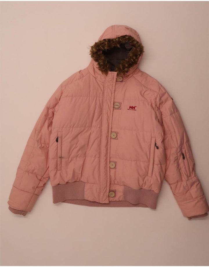 Jaqueta feminina acolchoada com capuz Helly Hansen Reino Unido 44 2XL rosa nylon