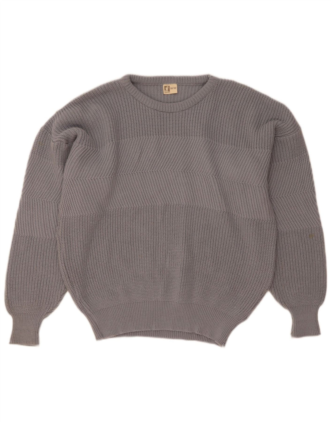Suéter vintage masculino com gola redonda IT 50/52 grande lã cinza