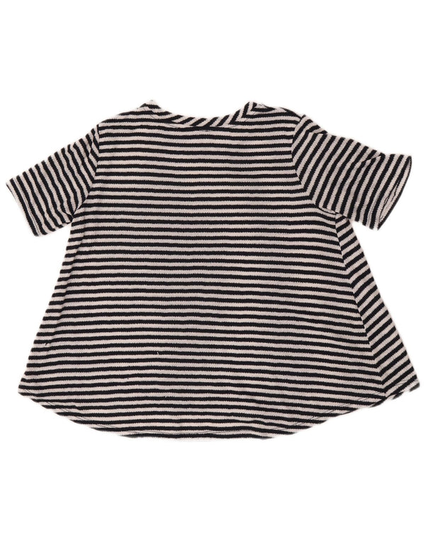 Suéter feminino Zara de manga curta com gola canoa Reino Unido 10 listrado preto pequeno