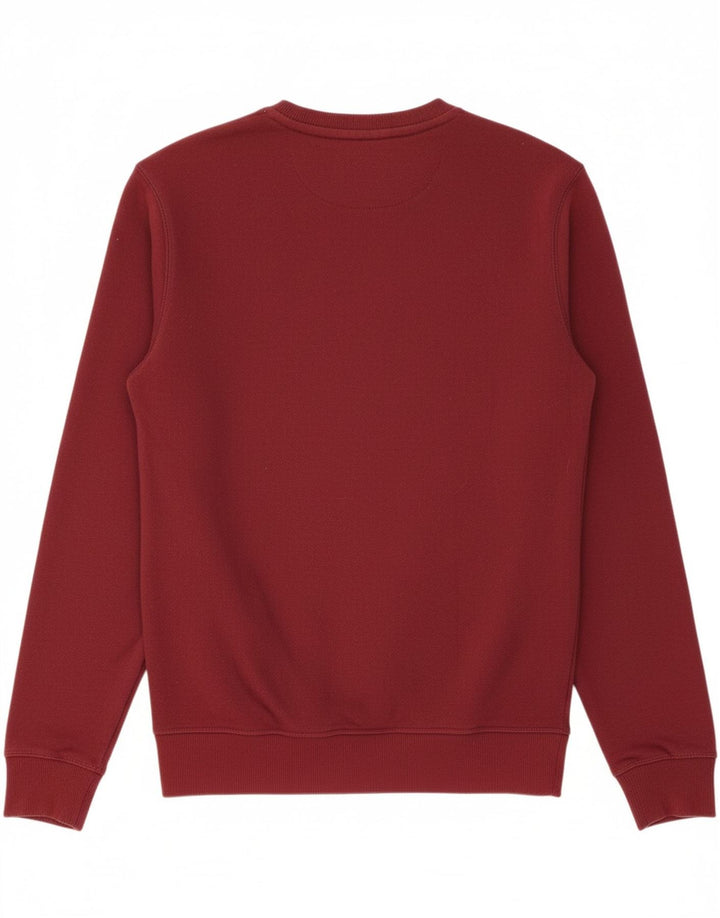 JACK WILLS Mens Graphic Sweatshirt Jumper Small Burgundy Cotton Vintage Jack Wills and Second-Hand Jack Wills from Messina Hembry 