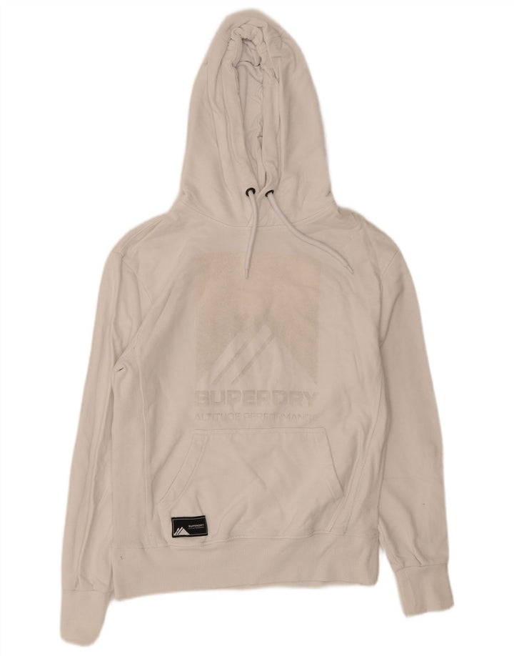 Suéter com capuz gráfico masculino Superdry pequeno algodão branco