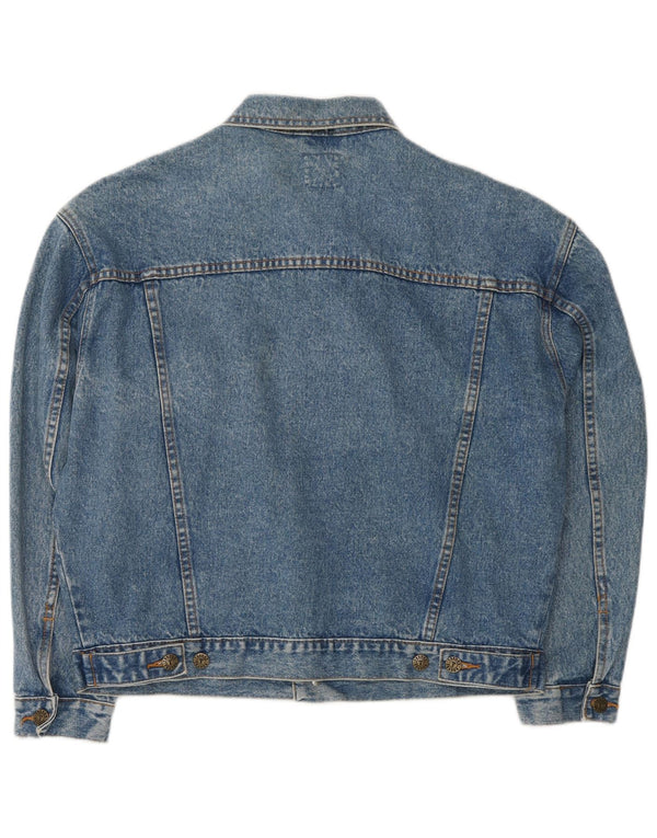 Jaqueta jeans feminina vintage de grandes dimensões Reino Unido 14 algodão azul médio