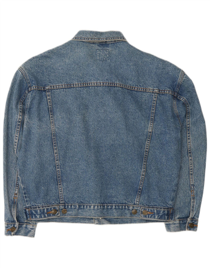 Jaqueta jeans feminina vintage de grandes dimensões Reino Unido 14 algodão azul médio