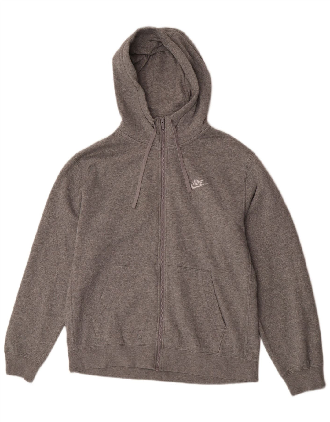 Suéter masculino Nike Regular Fit com capuz e zíper grande algodão cinza