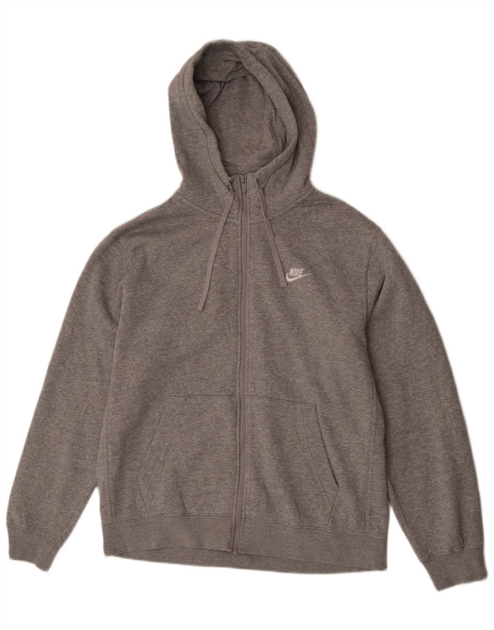 Suéter masculino Nike Regular Fit com capuz e zíper grande algodão cinza