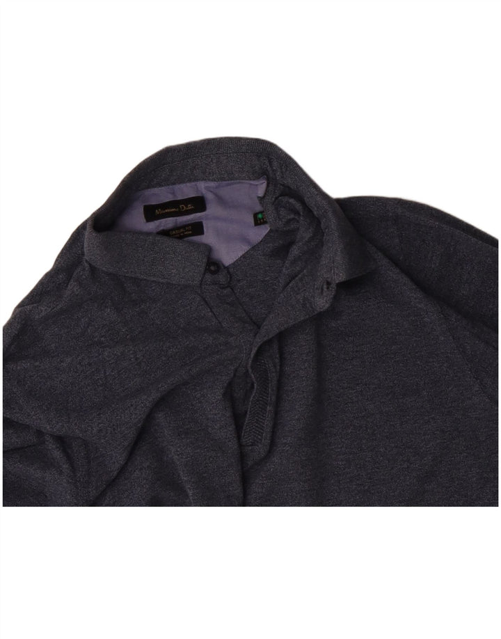 Camisa polo masculina de manga comprida MASSIMO DUTTI cinza médio