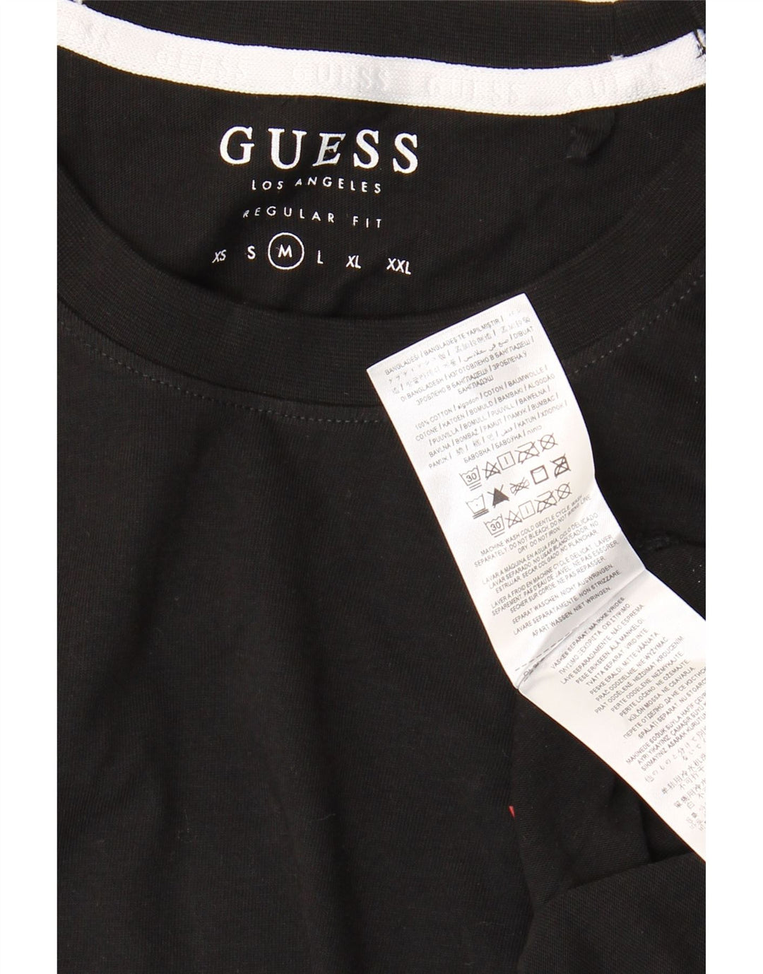 Top gráfico masculino GUESS manga comprida médio preto colorblock algodão