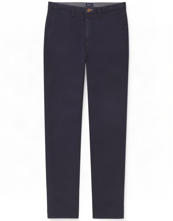 Gant Mens Allister Regular Chino Calças W32 L34 Azul Marinho Algodão