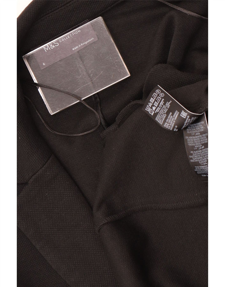 Jaqueta Blazer aberta feminina Marks & Spencer Reino Unido 6 XS preto poliéster