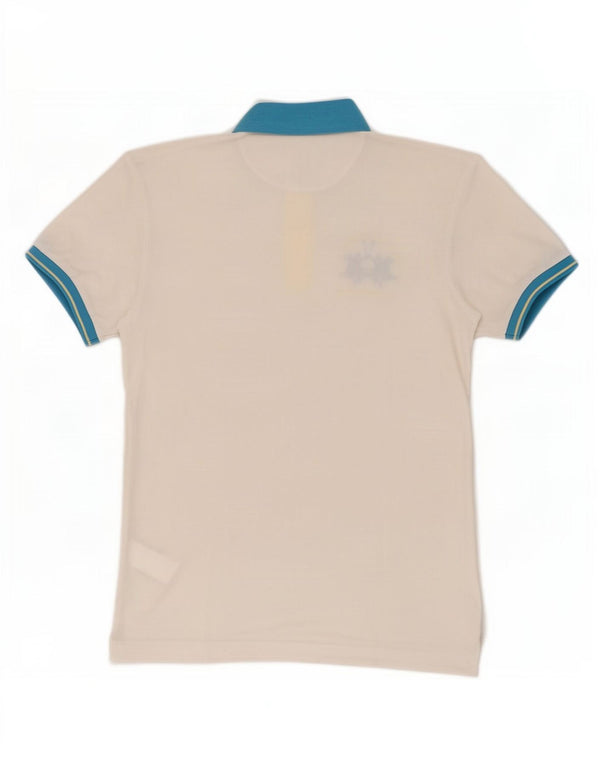 Camisa polo masculina La Martina com estampa gráfica grande de algodão colorido branco
