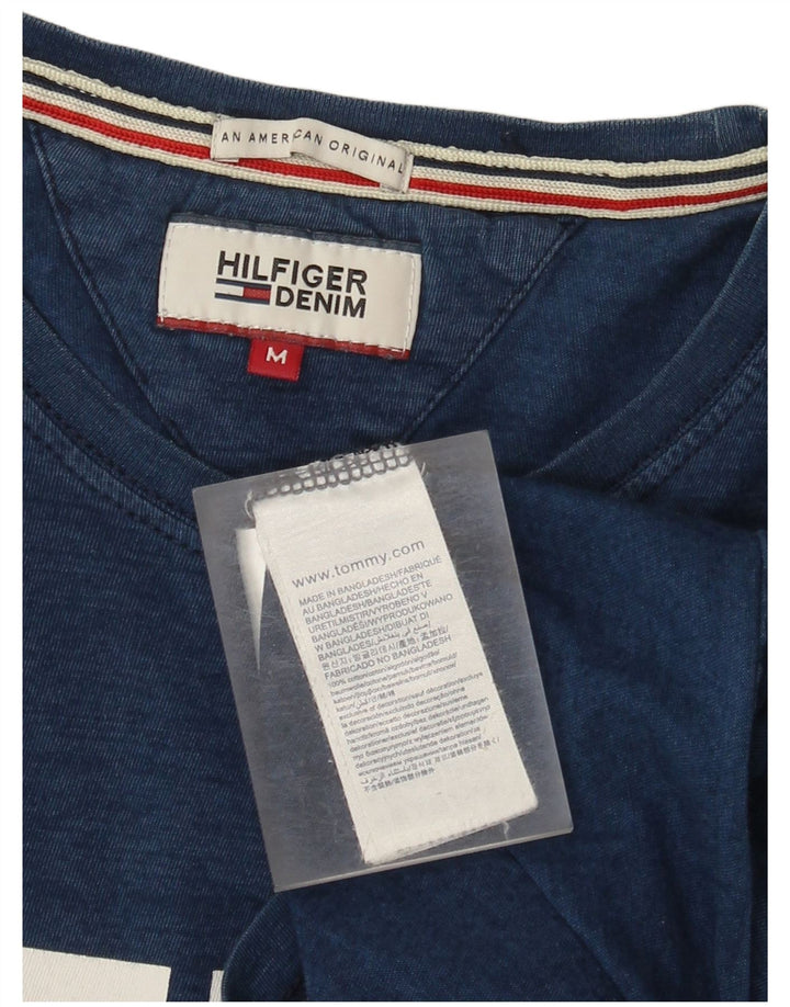 Tommy Hilfiger Camiseta masculina gráfica Top médio algodão azul marinho