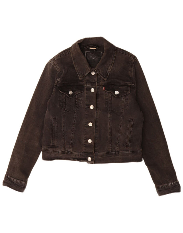 Jaqueta jeans feminina Levi's UK 12 algodão cinza médio