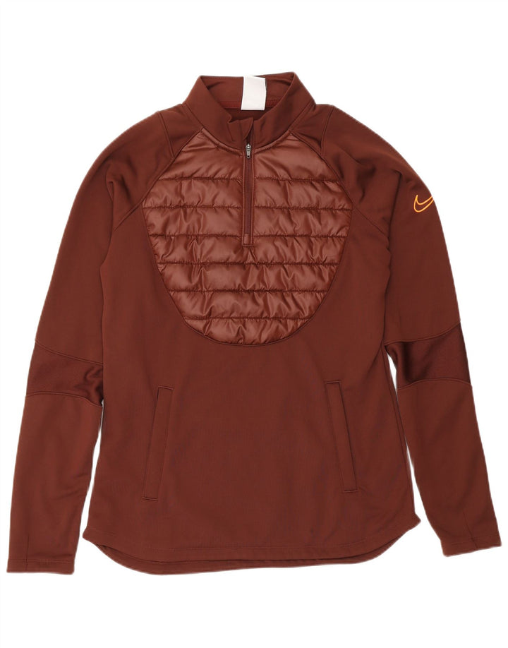 Pulôver Nike feminino Therma-Fit com gola e zíper Top de treino UK 10 pequeno marrom