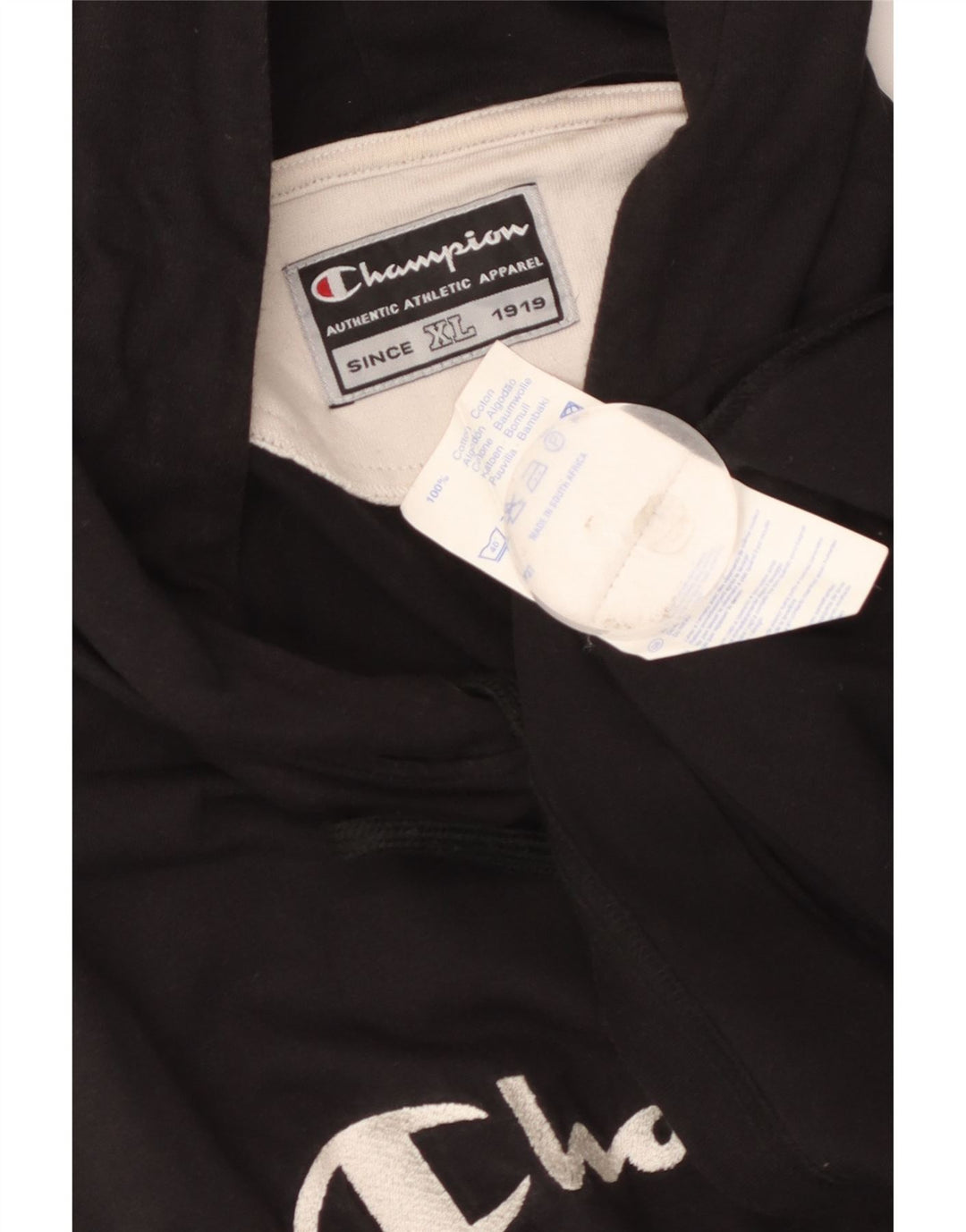 Colete gráfico masculino com capuz Champion XL algodão preto