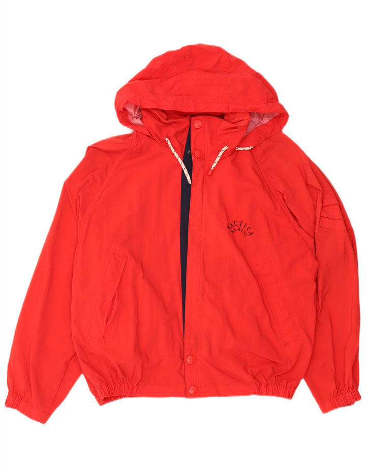 Jaqueta de chuva masculina NAUTICA com capuz Reino Unido 38 nylon vermelho médio